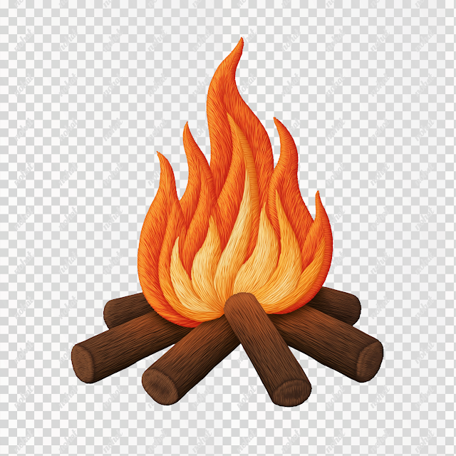 PNG Cozy Vintage Campfire Embroidered Patch