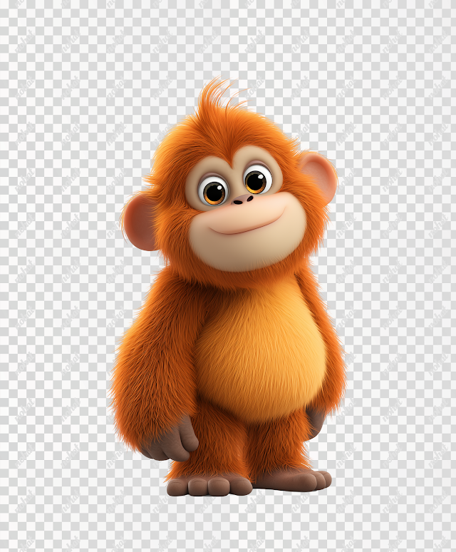 PNG Cute 3D Cartoon Orangutan Character
