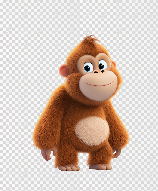 PNG Cute 3D Cartoon Orangutan Character