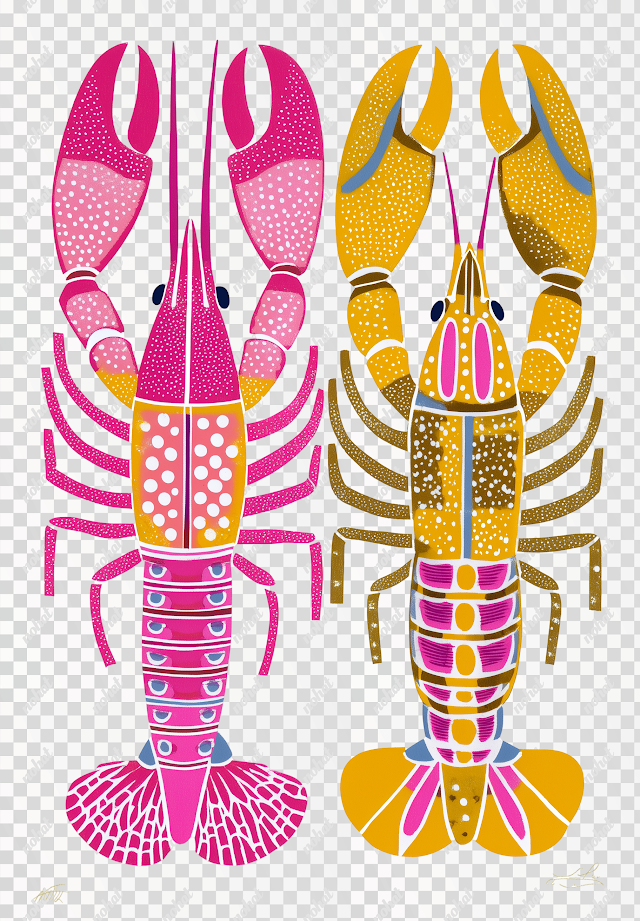 PNG Cute Colorful Crayfish Art