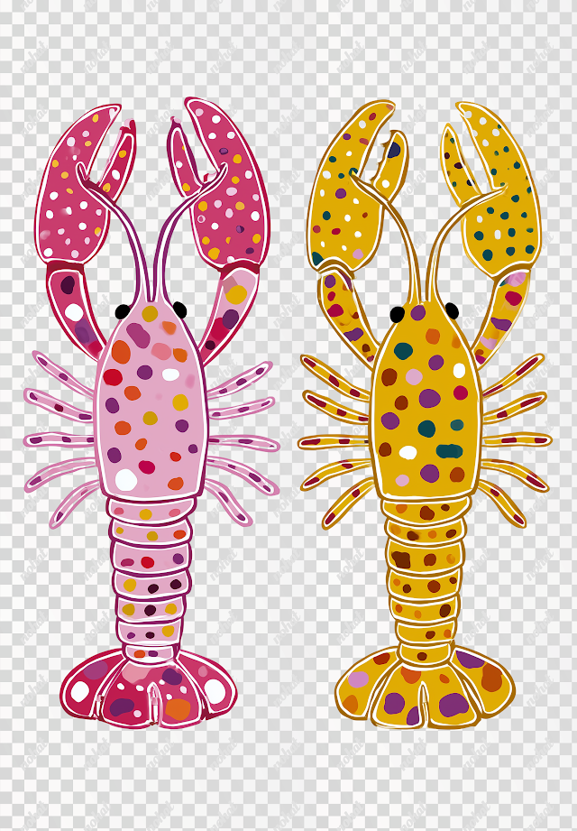 PNG Cute Crayfish Illustration in Colorful Style