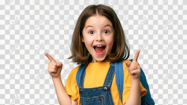 PNG Joyful Young Girl Expressing Excitement