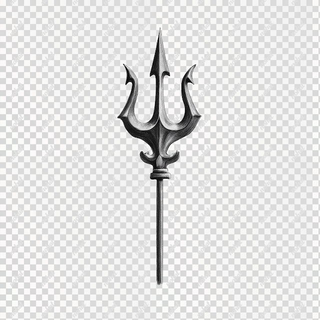 PNG Poseidon's Trident Black and White Image