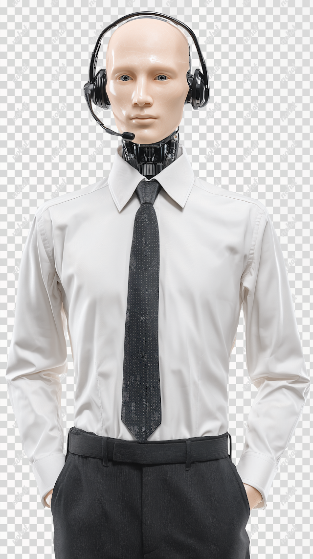 PNG Realistic Male Humanoid Android in Business Attire