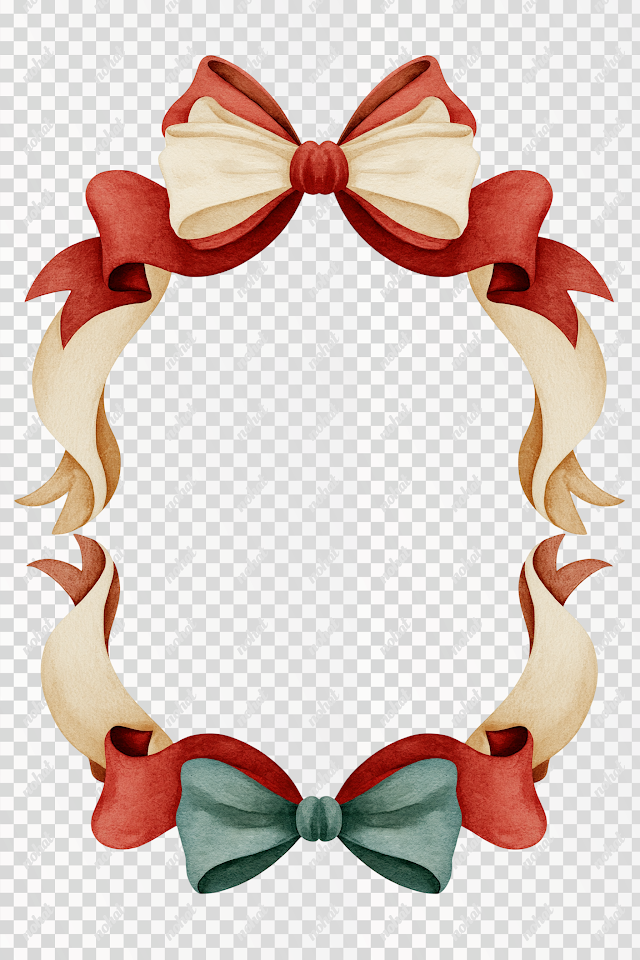 PNG Soft Ribbon Christmas Frame with Open Center