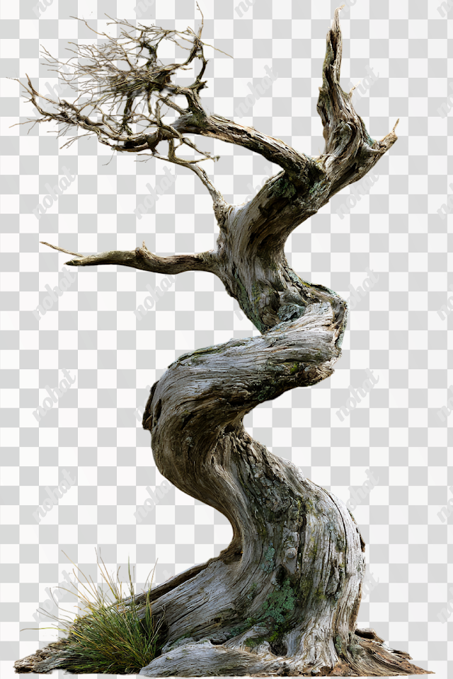 PNG: Twisted Bare Tree on Black Background
