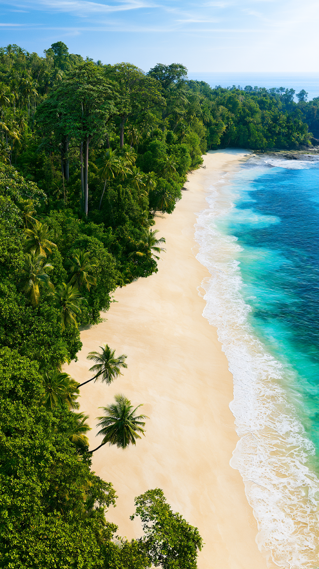 Pristine Tropical Beach with Lush Rainforest