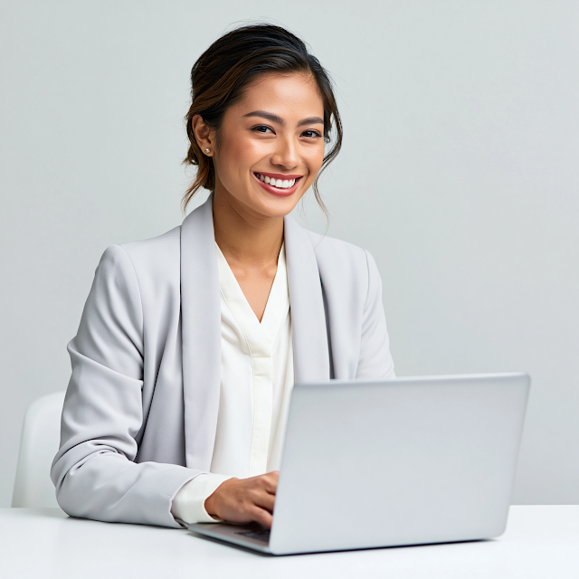 Professional Filipino Businesswoman in Minimal Studio