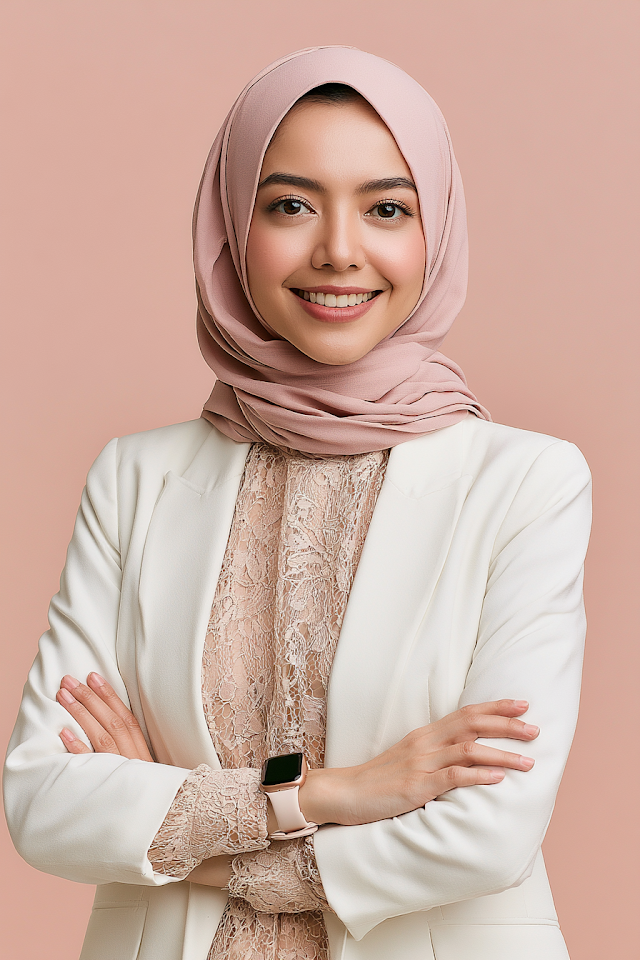 Professional Portrait of a Young Woman in Elegant Modest Fashion
