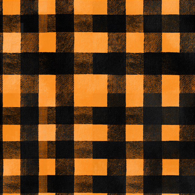 Pumpkin Orange and Black Gingham Check Pattern