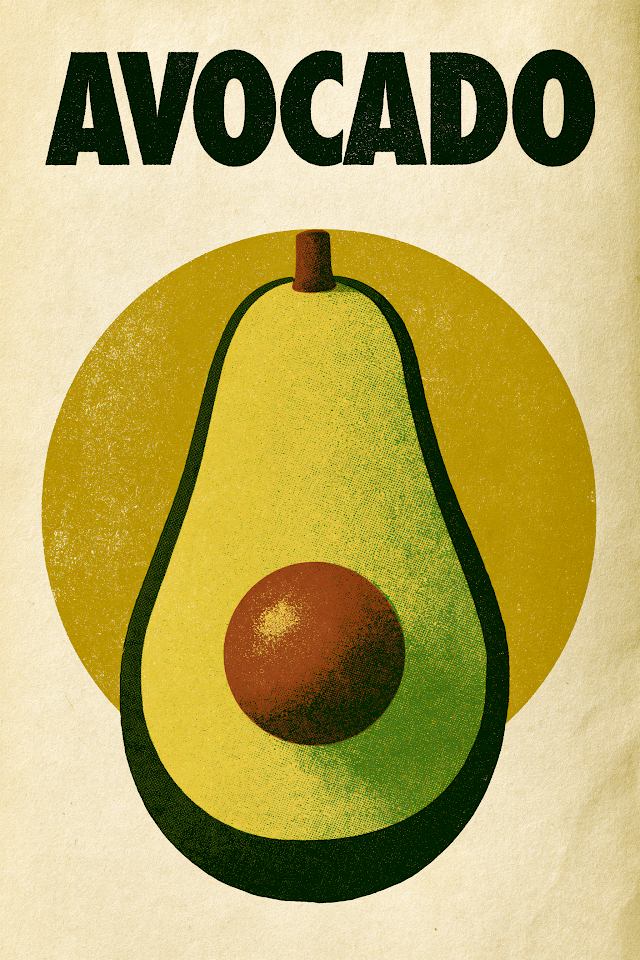 Retro 70s Avocado Poster