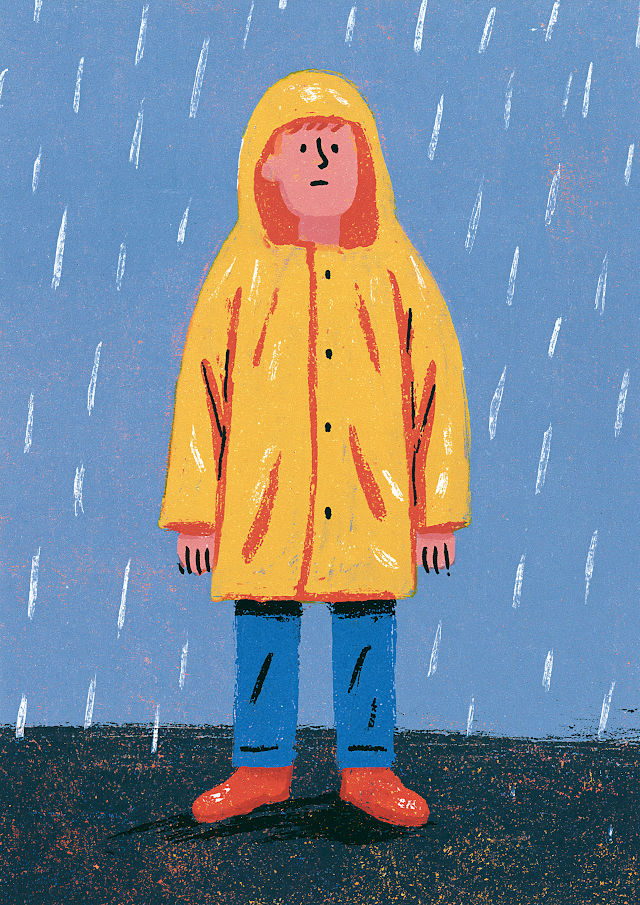 Sad Young Man in the Rain