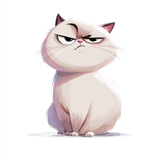 Sassy Cartoon Cat with Unimpressed Expression