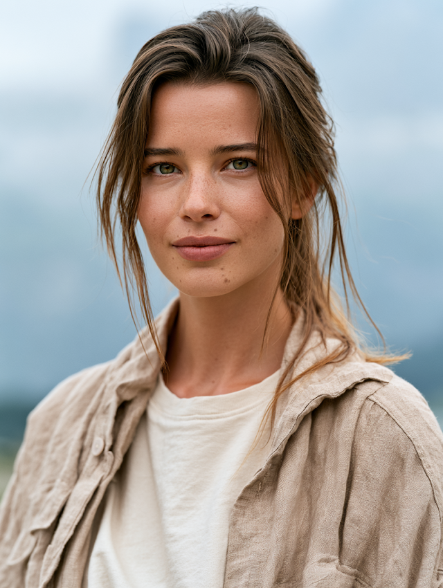 Scandinavian Alpine Woman in Minimalist Outdoor Fashion