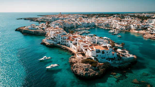Scenic Mediterranean Coastal Town Aerial View