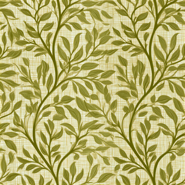 Seamless Botanical Wallpaper Pattern in Olive Green
