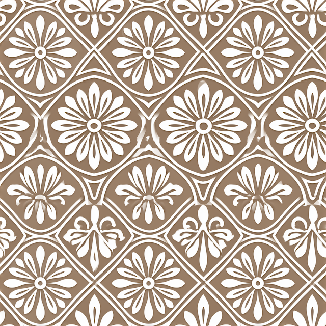 Seamless Floral Medallion Pattern on Warm Taupe Background