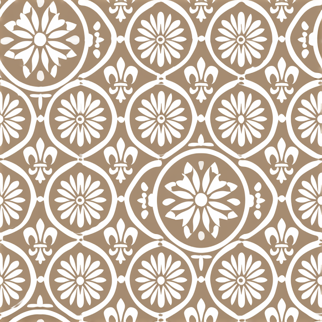 Seamless Floral Tile Pattern on Warm Taupe Background