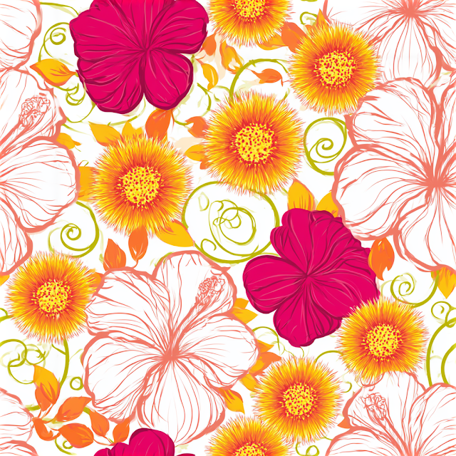 Seamless Hand-Drawn Tropical Floral Pattern
