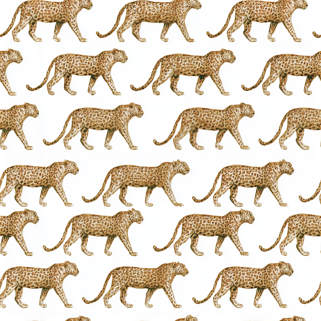 Seamless Hand-Painted Leopard Pattern