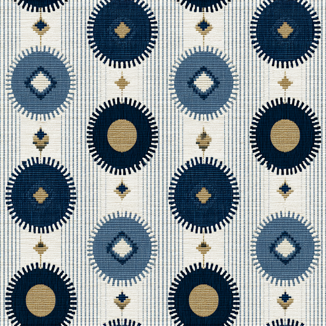 Seamless Indigo and Ivory Geometric Pattern
