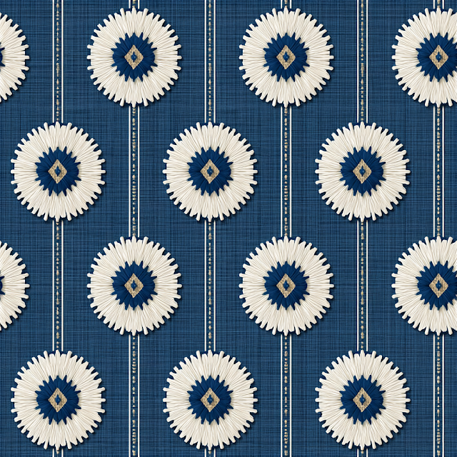 Seamless Indigo and Ivory Geometric Pattern