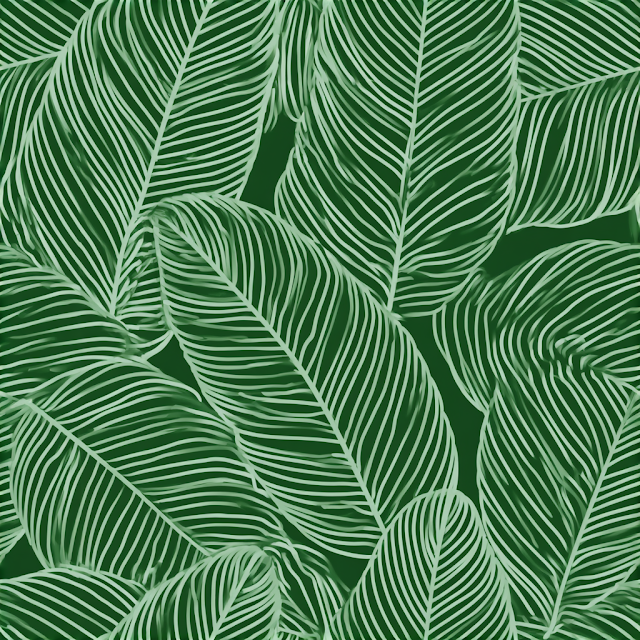 Seamless Tropical Leaf Pattern with Banana Palm Leaves