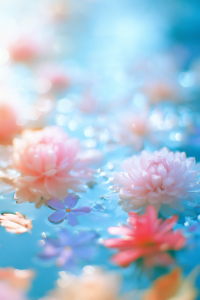 Serene Autumn Lake with Lavender Flowers