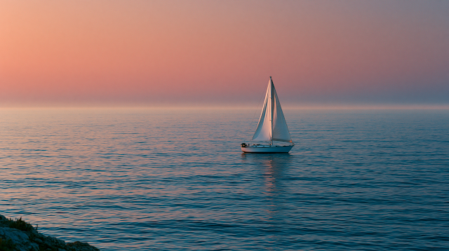 Serene Sunset Sail on the Ocean