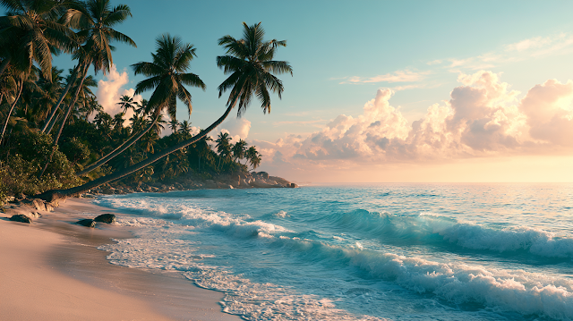 Serene Tropical Beach at Sunrise