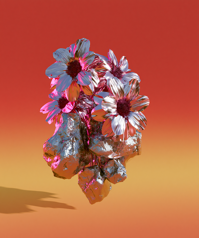 Shiny Abstract Floral Composition