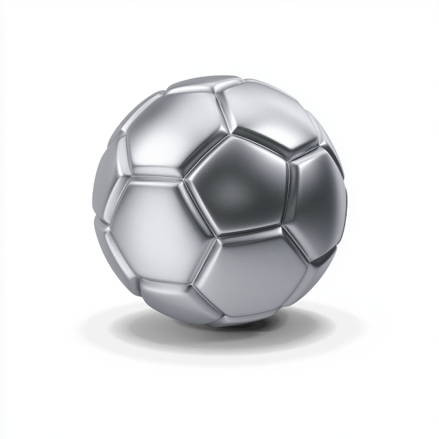 Sleek Metallic Silver Soccer Ball on White Background