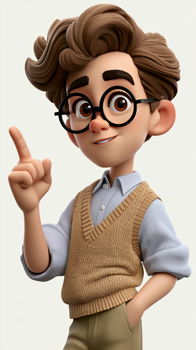 Smart Animated Teenage Boy Portrait