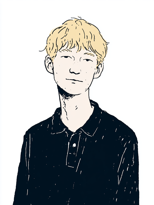 Smiling Young Man with Blond Hair in Polo Shirt