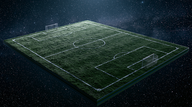 Soccer Pitch Floating in Deep Space