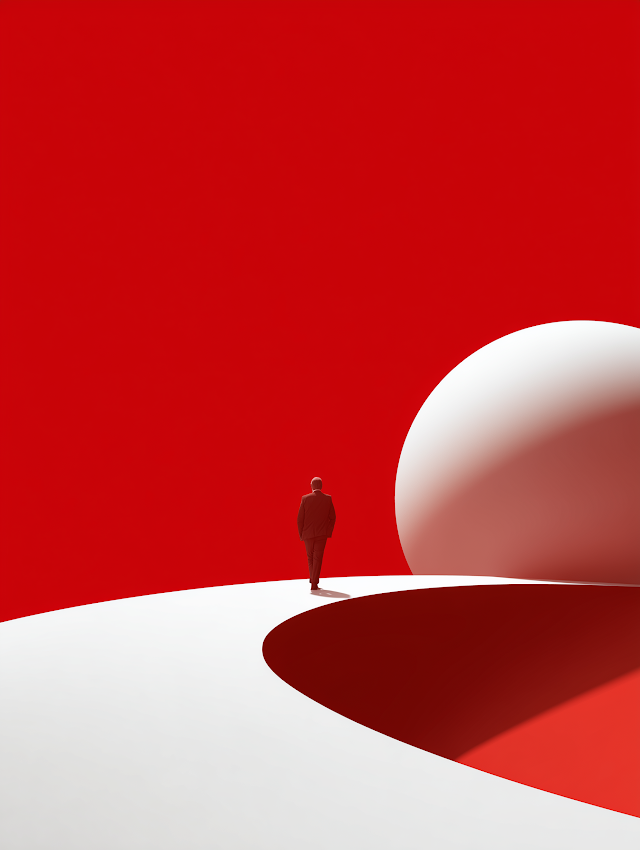 Solitary Figure in Abstract Landscape