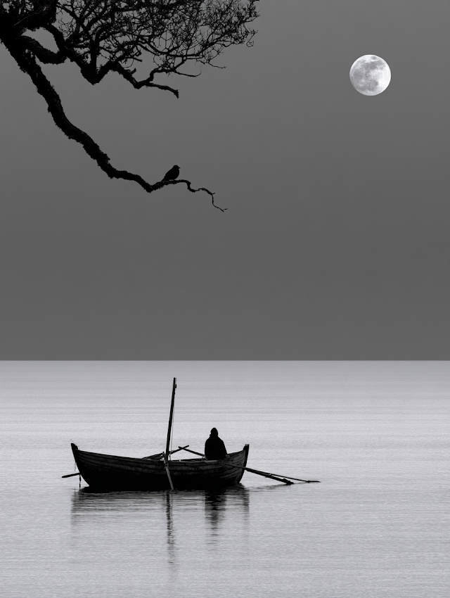 Solitary Serenity: Minimalist Black and White Fine Art