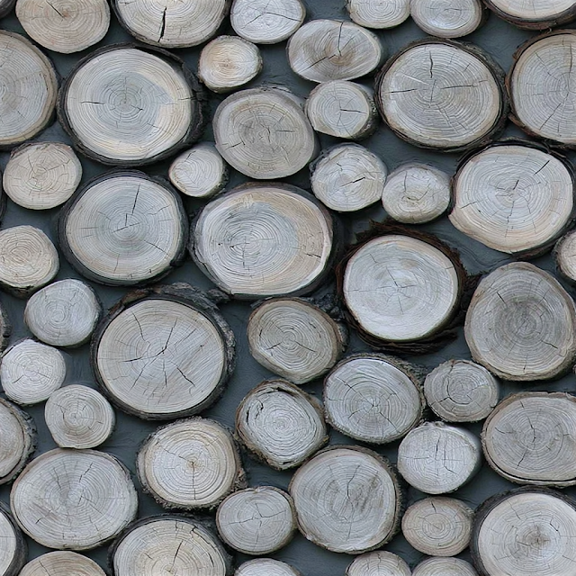 Stacked Wooden Logs Close-Up