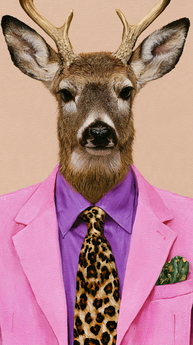 Stylish Anthropomorphic Deer in Pop Art