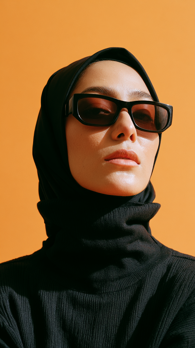 Stylish Muslim Woman in Futuristic Sunglasses