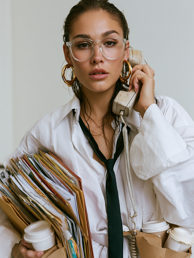 Stylish Office Aesthetics: A Busy Model in a Minimalist Setting