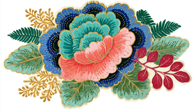Stylized Folk Art Botanical Bouquet