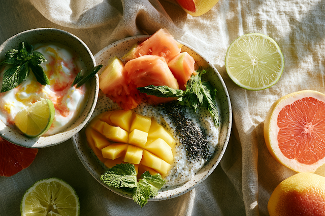 Sunlit Healthy Tropical Breakfast Scene