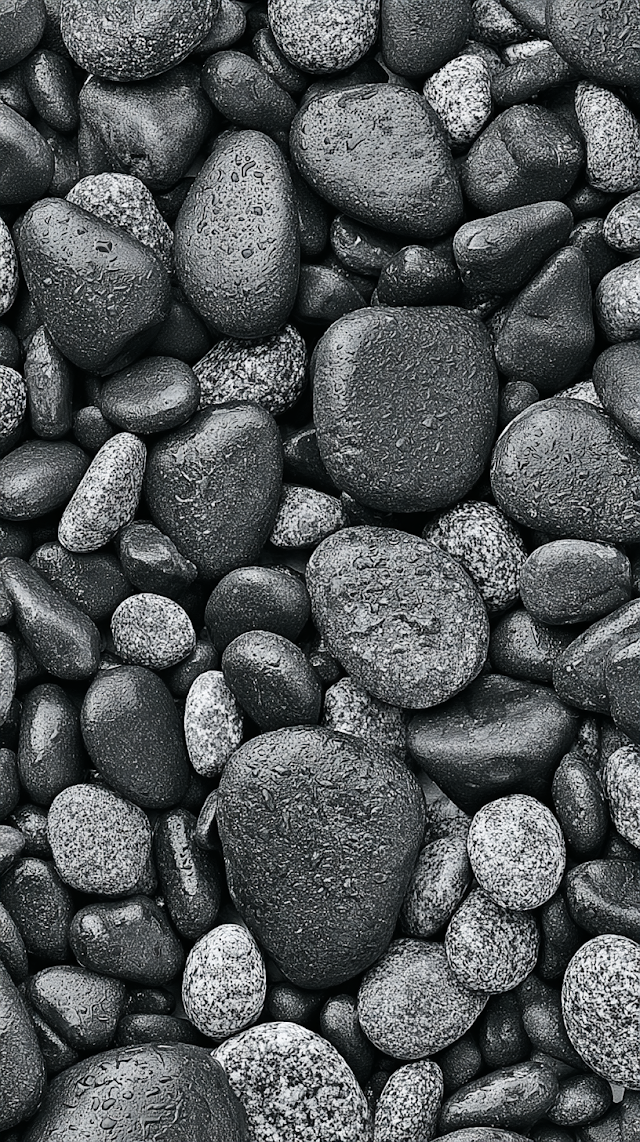 Top-Down Macro Photograph of Wet River Pebbles
