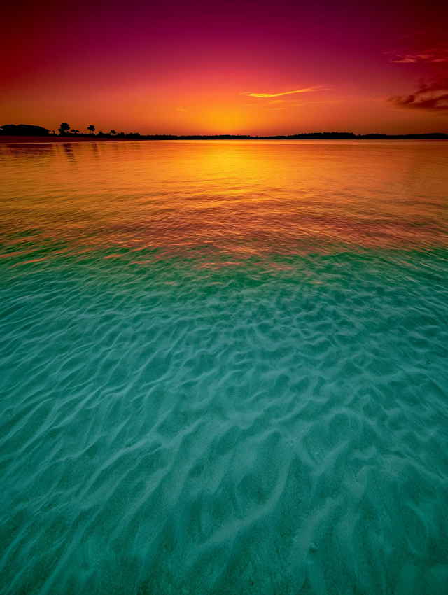 Tranquil Tropical Sunset Over Crystal Clear Waters