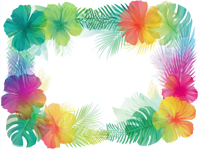 Tropical Botanical Border Frame for Summer Invitations