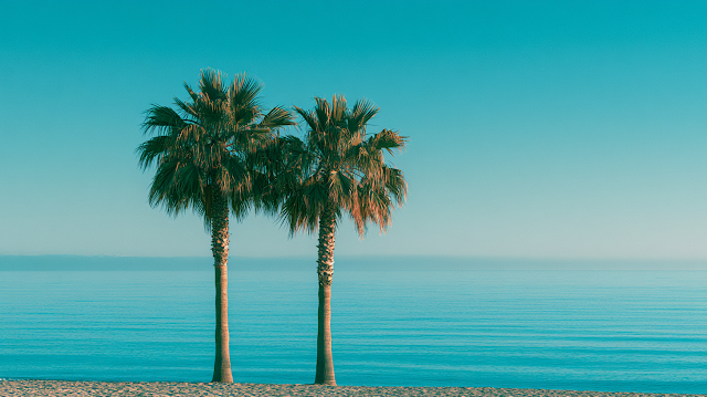 Tropical Paradise: Palm Trees and Turquoise Waters