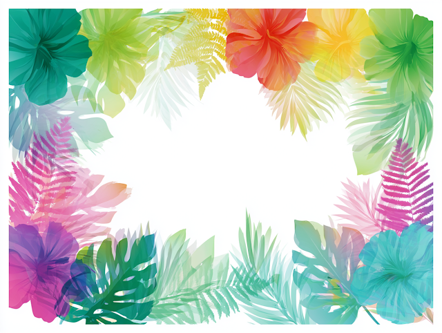 Vibrant Tropical Botanical Frame Illustration