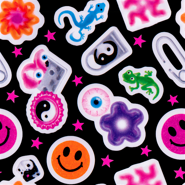 Vibrant Vintage Sticker Pattern