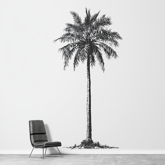 Vintage Black Palm Tree Silhouette